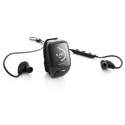 TomTom Spark Music GPS fitnesz okosóra Bluetooth-fülhallgatóval, nagy, fekete