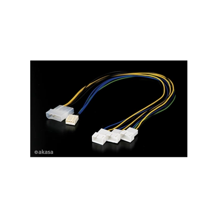 AKASA 4-Pin Molex -> 3 x 4-Pin PWM ventillátor kábel 30cm