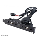 AKASA USB 3.1 Gen 1 internal adapter cable with dual USB 2.0 Type-A ports
