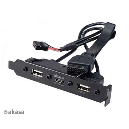 AKASA USB 3.1 Gen 1 internal adapter cable with dual USB 2.0 Type-A ports