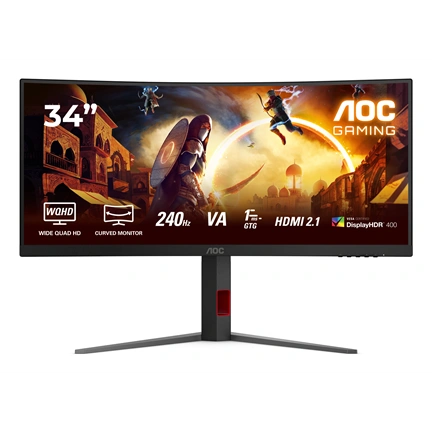 AOC CU34G4Z ultraszéles ívelt 1500R WQHD VA 0,3ms 240Hz állítható magasságú állvány