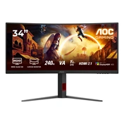 AOC CU34G4Z ultraszéles ívelt 1500R WQHD VA 0,3ms 240Hz állítható magasságú állvány