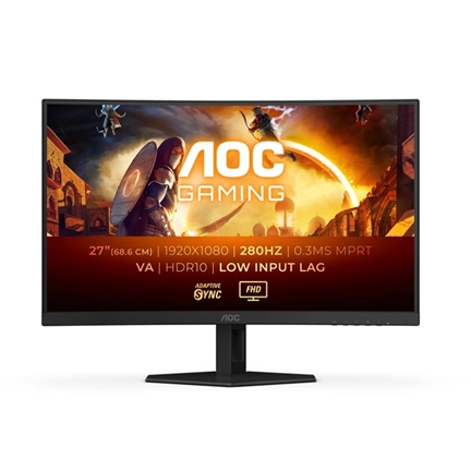 AOC Ívelt Gaming 280Hz monitor 27" C27G4ZXE, 1920x1080, 16:9, 300cd/m2, 0,3ms, 2xHDMI/DisplayPort, HDR10 AOC Ívelt Gaming 280Hz monitor 27" C27G4ZXE, 1920x1080, 16:9, 300cd/m2, 0,3ms, 2xHDMI/DisplayPort, HDR10