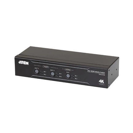 ATEN VM0202HB 2x2 True 4K HDMI Matrix Switch with Audio De-Embedder