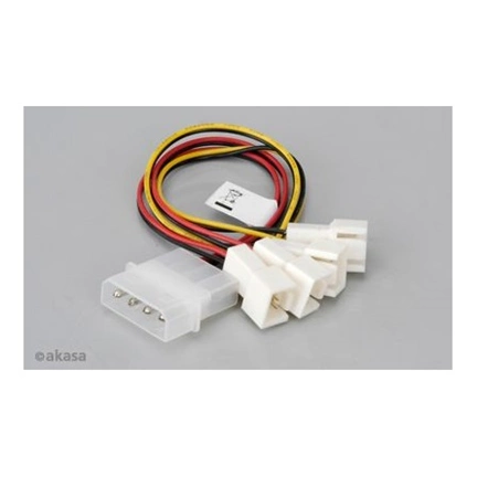 Akasa 4 tűs Molex / 4 db 3 tűs ventilátor