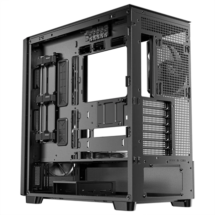 Antec Flux számítógépház - edzett üveg, prémium fa keret, 5db PWM ventilátor, E-ATX, fekete