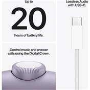Apple AirPods Max 2 fejhallgató - Bluetooth 5.3 + USB-C, Hi-Fi hangzás, aktív zajkioltás, lila