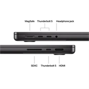 Apple MacBook Pro notebook 14" M5 Pro (10 magos CPU, 16 magos GPU), 24GB, 2TB SSD – asztrofekete