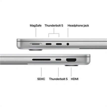 Apple MacBook Pro notebook 14" M5 Pro (18 magos CPU, 20 magos GPU), 24GB, 2TB SSD – ezüst