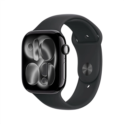Apple Watch S11 okosóra – Cellular (42mm) kozmoszfekete alumínium tok, fekete S/M sportszíjas