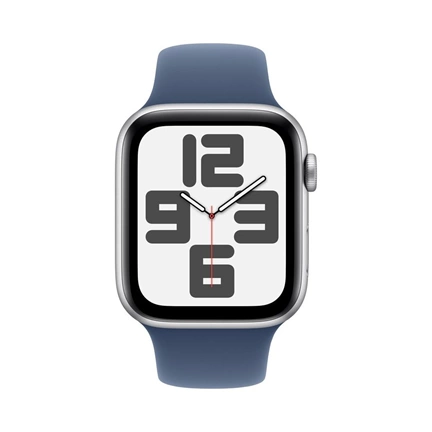 Apple Watch SE2 v3 Cellular (44mm) ezüst alumínium tok, denim sportszíj (S/M) okosóra