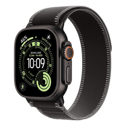 Apple Watch Ultra 3 okosóra – Cellular (49mm) fekete titánium tok, fekete S/M terep pánt