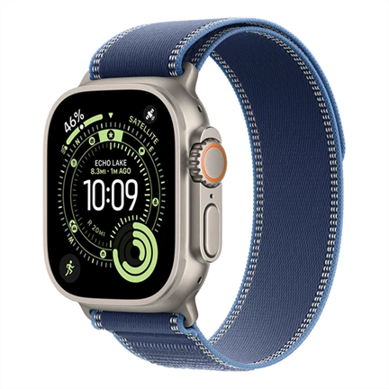 Apple Watch Ultra 3 okosóra – Cellular (49mm) natúr titánium tok, kék-élénkkék M/L terep pánt