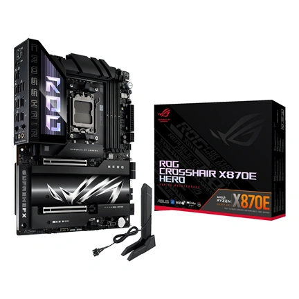Asus Alaplap - AMD ROG CROSSHAIR X870E HERO AM5 (X870, ATX, 4xDDR5 8600+MHz, 4xSATA3, 5x M.2, HDMI+2xUSB4)