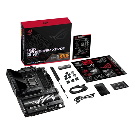 Asus Alaplap - AMD ROG CROSSHAIR X870E HERO AM5 (X870, ATX, 4xDDR5 8600+MHz, 4xSATA3, 5x M.2, HDMI+2xUSB4)