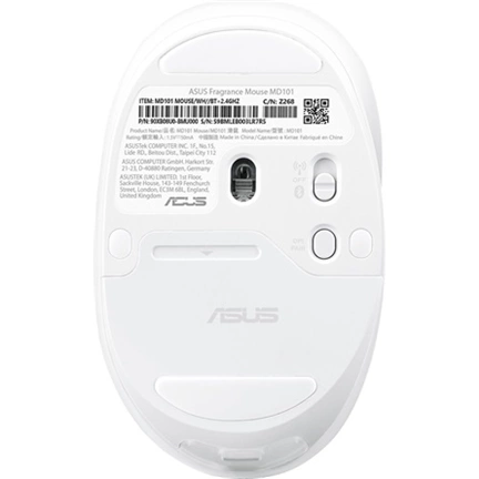 Asus Fragrance MD101 vezeték nélküli egér 2,4GHz + Bluetooth, 2400dpi, illatosítható, irizáló fehér