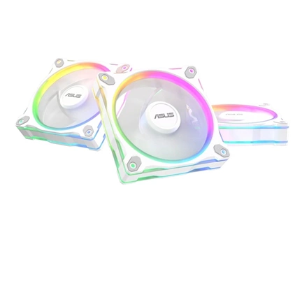 Asus Prime MR120 ARGB Reverse rendszerventilátor - 120mm, 21dBA, PWM, 1600rpm, 28mm, fehér, 3-pack
