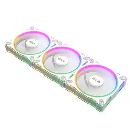 Asus Prime MR120 ARGB Reverse rendszerventilátor - 120mm, 21dBA, PWM, 1600rpm, 28mm, fehér, 3-pack