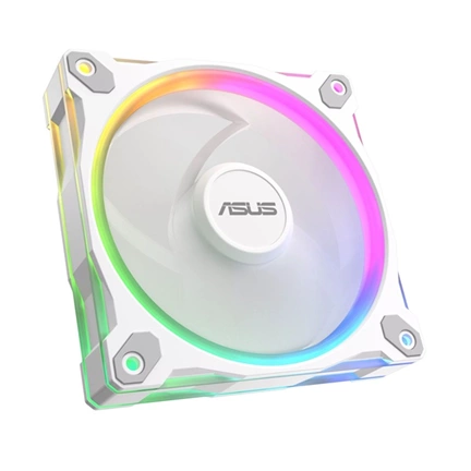 Asus Prime MR120 ARGB Reverse rendszerventilátor - 120mm, 21dBA, PWM, 1600rpm, 28mm, fehér, 3-pack