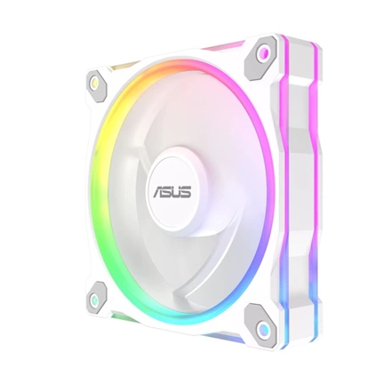 Asus Prime MR120 ARGB Reverse rendszerventilátor - 120mm, 21dBA, PWM, 1600rpm, 28mm, fehér, 3-pack