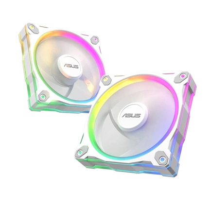 Asus Prime MR120 ARGB Reverse rendszerventilátor - 120mm, 21dBA, PWM, 1600rpm, 28mm, fehér, 3-pack