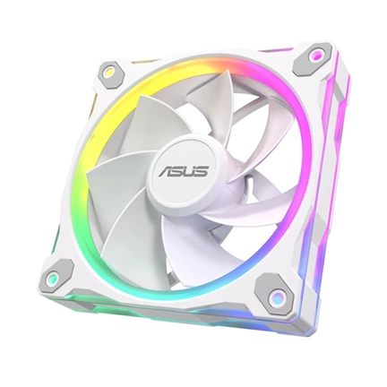 Asus Prime MR120 ARGB Reverse rendszerventilátor - 120mm, 21dBA, PWM, 1600rpm, 28mm, fehér, 3-pack
