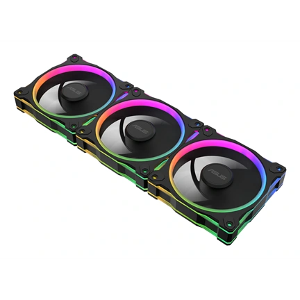 Asus Prime MR120 ARGB Reverse rendszerventilátor - 120mm, 21dBA, PWM, 1600rpm, 28mm, fekete, 3-pack