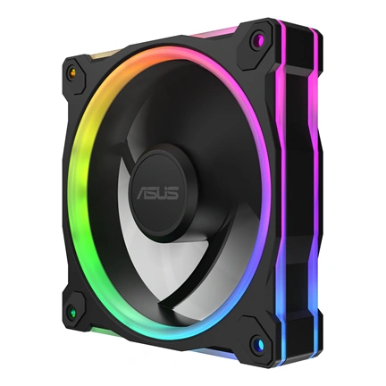 Asus Prime MR120 ARGB Reverse rendszerventilátor - 120mm, 21dBA, PWM, 1600rpm, 28mm, fekete, 3-pack