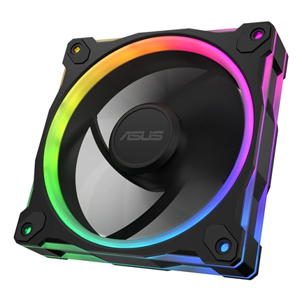 Asus Prime MR120 ARGB Reverse rendszerventilátor - 120mm, 21dBA, PWM, 1600rpm, 28mm, fekete, 3-pack