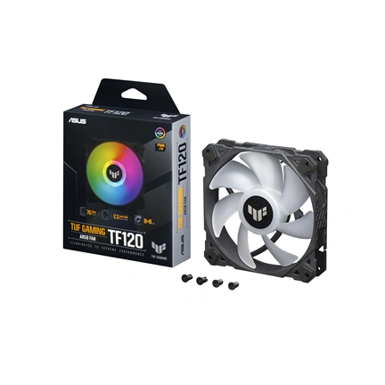 Asus Prime MR120 ARGB rendszerventilátor - 120mm, 21dBA, PWM, 1600rpm, 28mm, fekete