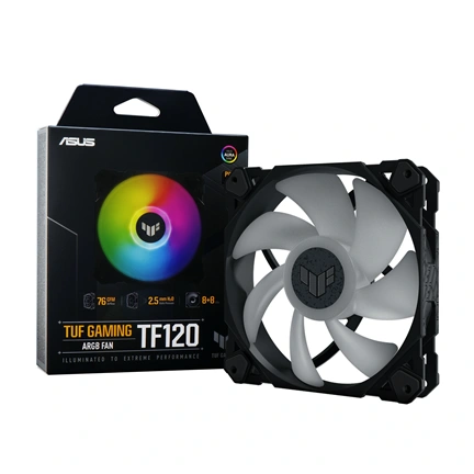 Asus Prime MR120 ARGB rendszerventilátor - 120mm, 21dBA, PWM, 1600rpm, 28mm, fekete