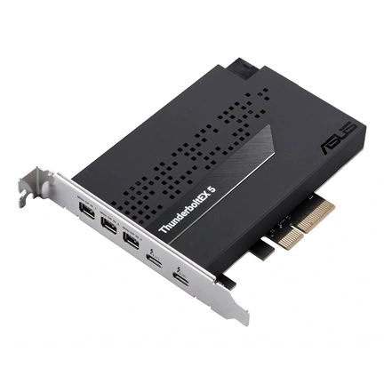 Asus ThunderboltEX 5 bővítőkártya - két Thunderbolt 5 USB-C port, DisplayPort 2.1, PCIe 4.0 x4 interfész