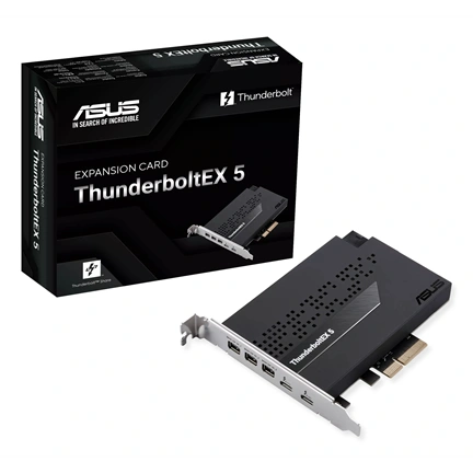 Asus ThunderboltEX 5 bővítőkártya - két Thunderbolt 5 USB-C port, DisplayPort 2.1, PCIe 4.0 x4 interfész