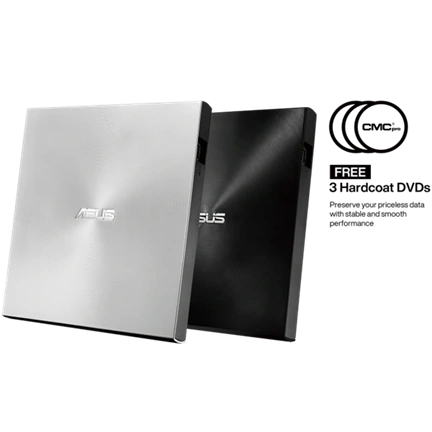 Asus ZenDrive U7C (SDRW-08U7C) ultrakeskeny hordozható DVD-író - 8x, USB-C, fekete