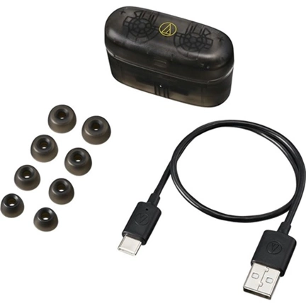 Audio-Technica ATH-CKS30TW+TBK True Wireless aktív zajszűrős vezeték nélküli áttetsző fekete fülhallgató