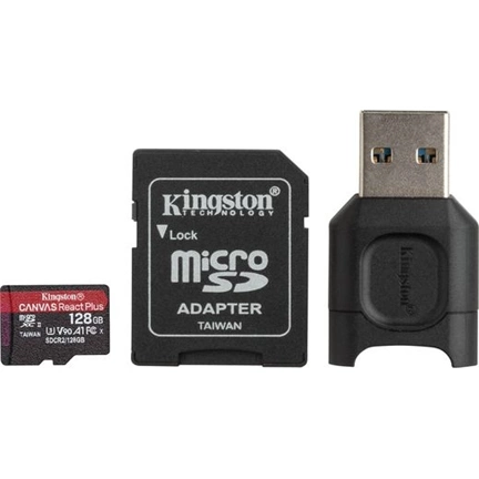 BONTOTT Card MICRO SDXC 128GB Canvas React Plus SDCR2 + Adapter + MLPM Kártyaolvasó