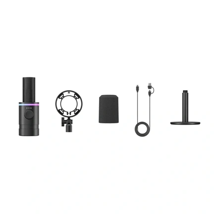 BOYA CASTMIC S60D - XLR és USB csatlakozású RGB broadcast mikrofon asztali állvánnyal