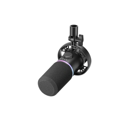 BOYA CASTMIC S60D - XLR és USB csatlakozású RGB broadcast mikrofon asztali állvánnyal