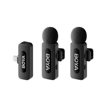 BOYA V Series vezeték nélküli mikrofon Lightning csatlakozós eszközökhöz, 2 adó + 1 vevő