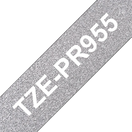 BROTHER TZEPR955 prémium feliratozó szalag ezüst alapon fehér