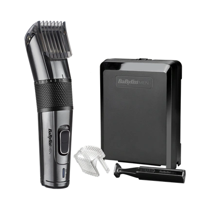 BaByliss E978E Carbon Titanium vezeték/vezeték nélküli hajvágó + trimmer, fémes-sötétszürke