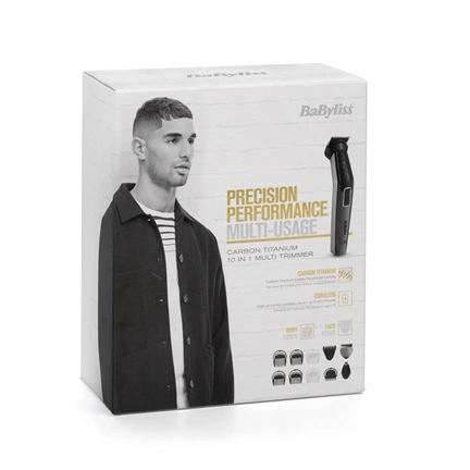 BaByliss MT727E Carbon Titanium 10az1-ben, arc- és testszőrtelenítő készlet, kék