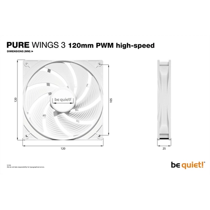Be Quiet! PURE WINGS 3 120mm PWM High-speed (BL111) - fehér