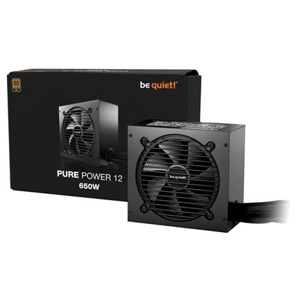 Be Quiet! Pure Power 12 tápegység 80Plus Gold, ATX 3.1, PCIe 5.1, 650W