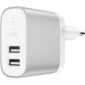 Belkin 2-PORT 2X USB-A CHARGER 4.8A 24W ezüst