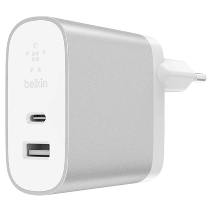 Belkin 2-PORT CHARGER 39W USB-C 27W PD AND USB-A 12W Ezüst