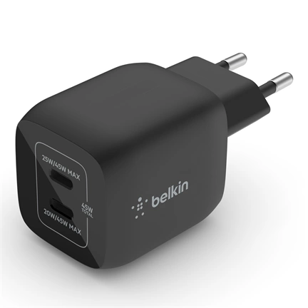 Belkin 2xUSB-C Hálózati töltő - Fekete (45W)