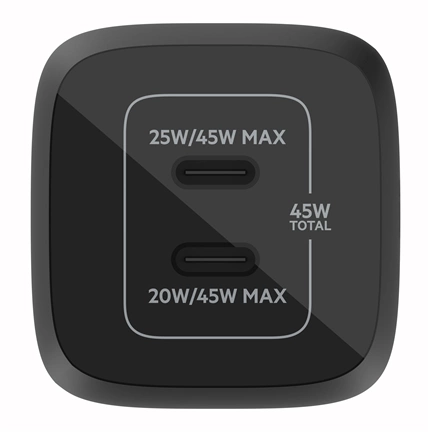 Belkin 2xUSB-C Hálózati töltő - Fekete (45W)
