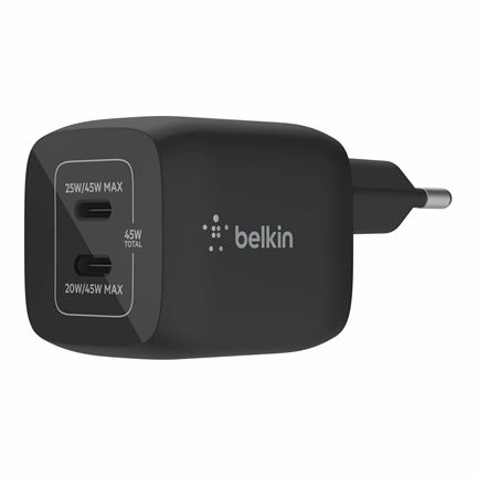 Belkin 2xUSB-C Hálózati töltő - Fekete (45W)