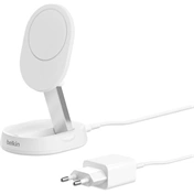 Belkin BoostCharge Pro vezeték nélküli töltőállvány Qi2-vel, átalakítható, mágneses, 15W, fehér
